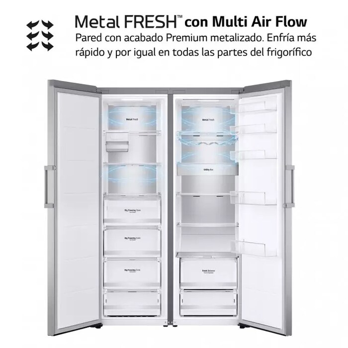 LG Set Frigorífico y congelador, 186cm, clasificación D, Inox antihuellas, GM617MBCSF.SET